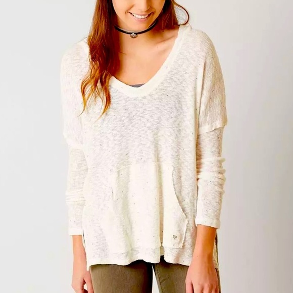 Billabong Beach Bliss Sweater with Hood Womens Size S/P White Cap Black Flecks - Picture 1 of 12